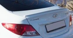2 379 р. Лип спойлер Кураж узкий  Hyundai Solaris  1 седан (2014-2017) (Неокрашенный). Увеличить фотографию 1