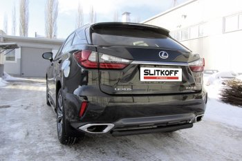 7 799 р. Защита задняя Slitkoff  Lexus RX  350 (2015-2019) (Цвет: серебристый). Увеличить фотографию 1