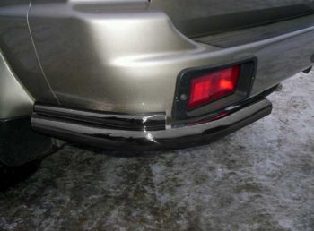 5 499 р. Защита заднего бампера Slitkoff (Ø 57+Ø42, уголки)  Mitsubishi Pajero Sport  1 PA (1996-2008) (Сталь с полимерным покрытием. Цвет: черный). Увеличить фотографию 1
