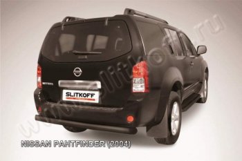7 449 р. Защита задняя Slitkoff  Nissan Pathfinder  R51 (2004-2007) (Цвет: серебристый). Увеличить фотографию 1