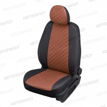 13 999 р.  Чехлы сидений (экокожа) Автопилот Ромб  Honda Civic  9 (2011-2016) (черный/коричневый). Увеличить фотографию 1