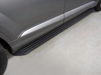 Пороги алюминиевые Slim Line Black 2020 мм, ТСС Тюнинг Audi (Ауди) Q7 (Ку7)  4M (2015-2020) 4M дорестайлинг