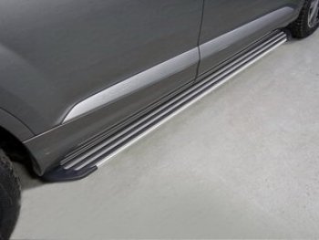 Пороги алюминиевые Slim Line Silver 2020 мм, ТСС Тюнинг Audi (Ауди) Q7 (Ку7)  4M (2015-2020) 4M дорестайлинг
