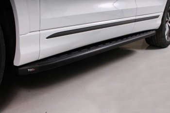 Пороги алюминиевые с пластиковой накладкой карбон, черные 2020 мм, ТСС Тюнинг Audi (Ауди) Q8 (Ку8)  4MN (2018-2024) 4MN