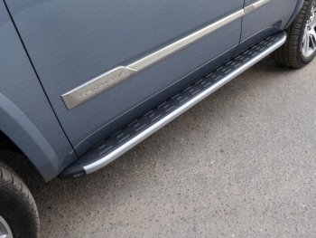 Пороги алюминиевые с пластиковой накладкой карбон серебро 1920 мм, ТСС Тюнинг Cadillac (Кадиллак) Escalade (Эскалайд)  GMTK2 джип 5 дв. (2015-2020) GMTK2 джип 5 дв. короткая база