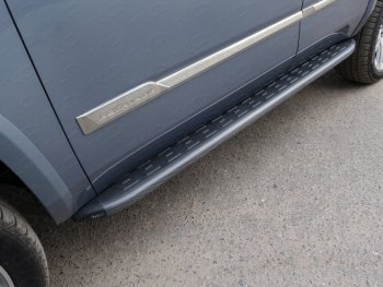 Пороги алюминиевые с пластиковой накладкой карбон черные 1920 мм, ТСС Тюнинг Cadillac (Кадиллак) Escalade (Эскалайд)  GMTK2 джип 5 дв. (2015-2020) GMTK2 джип 5 дв. короткая база