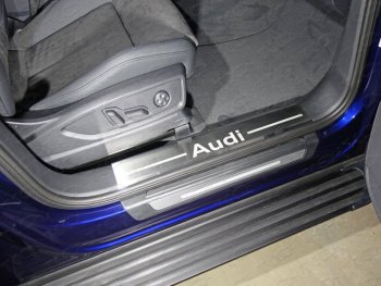 Накладки на пластиковые пороги лист шлифованный надпись audi , автомобиль без пневмоподвески 2шт, ТСС Тюнинг Audi (Ауди) Q5 (Ку5)  FY (2017-2020) FY дорестайлинг