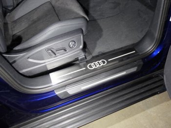 Накладки на пластиковые пороги лист шлифованный логотип audi , автомобиль без пневмоподвески 2шт, ТСС Тюнинг Audi (Ауди) Q5 (Ку5)  FY (2017-2020) FY дорестайлинг