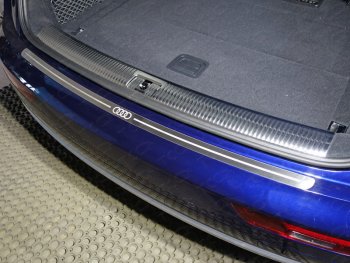 Накладка на задний бампер лист шлифованный логотип audi, автомобиль без пневмоподвески, ТСС Тюнинг Audi (Ауди) Q5 (Ку5)  FY (2017-2020) FY дорестайлинг