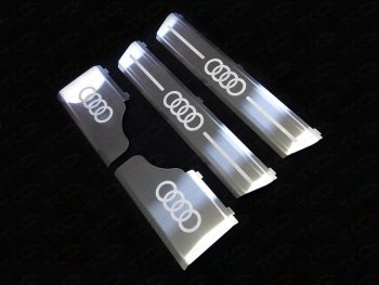 Накладки на пороги лист шлифованный логотип audi, ТСС Тюнинг Audi (Ауди) Q7 (Ку7)  4M (2015-2020) 4M дорестайлинг