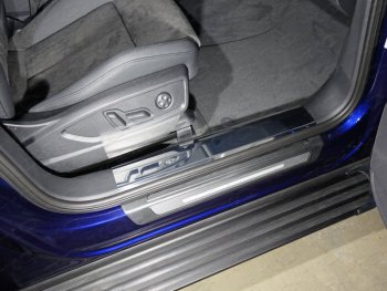 Накладки на пластиковые пороги лист зеркальный , автомобиль без пневмоподвески 2шт, ТСС Тюнинг Audi (Ауди) Q5 (Ку5)  FY (2017-2020) FY дорестайлинг