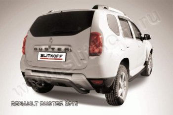 6 349 р. Защита задняя Slitkoff  Renault Duster  HS (2015-2021) (Цвет: серебристый). Увеличить фотографию 1