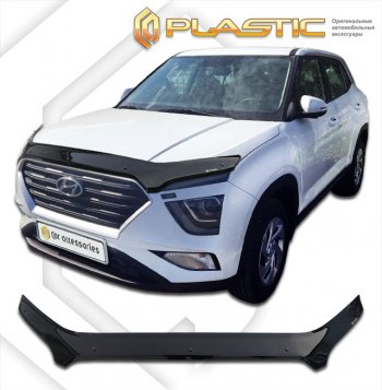 2 599 р. Дефлектор капота (exclusive) CA-Plastic  Hyundai Creta  SU (2021-2024) (Classic чёрный, Без надписи). Увеличить фотографию 1